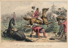 Mr. Sponge completely scatters his Lordship 1865. Artists: John Leech, Hablot Knight Browne