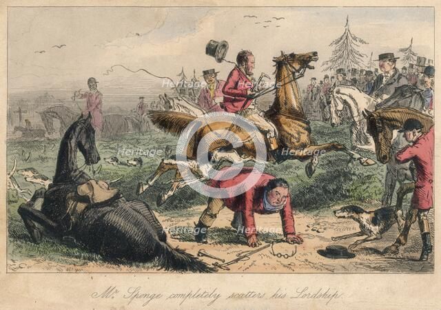 'Mr. Sponge completely scatters his Lordship', 1865. Artists: John Leech, Hablot Knight Browne.