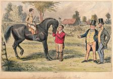 Mr. Sponge is introduced to Ercles 1865. Artists: John Leech, Hablot Knight Browne