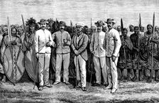 Mr. Stanley and his comrades: Masai warriors behind, 1890. Creator: Unknown