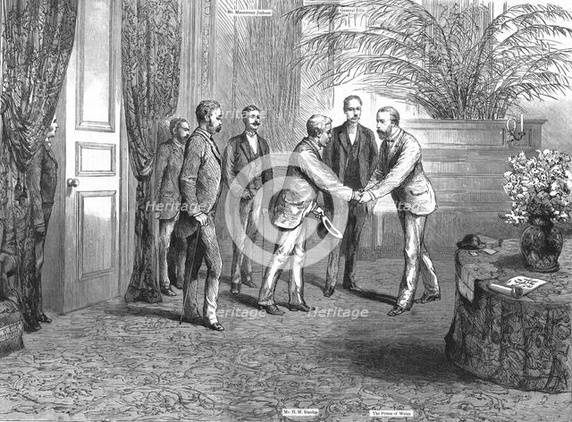 ''Mr. Stanley's Arrival at Cannes--Interview Between the Explorer and H.R.H. The Prince of Wales', 1 Creator: Unknown.