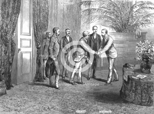 ''Mr. Stanley's Arrival at Cannes--Interview Between the Explorer and H.R.H. The Prince of Wales', 1 Creator: Unknown.