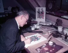 Mr. Powell (Herald Painter), College of Arms, London, c1953. Creator: Arthur Charles Kirby Ware
