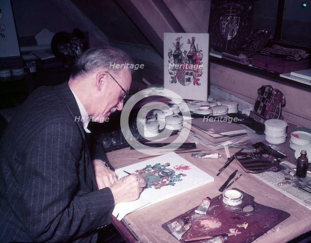 Mr. Powell (Herald Painter), College of Arms, London, c1953. Creator: Arthur Charles Kirby Ware.