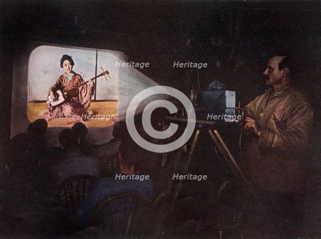 'Mr. Ponting Lecturing On Japan', c1910, (1913).  Artist: Unknown.