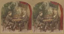 Mr. Paul Morphy, The great American Chess Player, And M. Lowenthal, President of..., about 1858. Creator: London Stereoscopic & Photographic Co