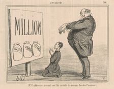 Mr. Prudhomme vouant son fils au ..., 19th century. Creator: Honore Daumier