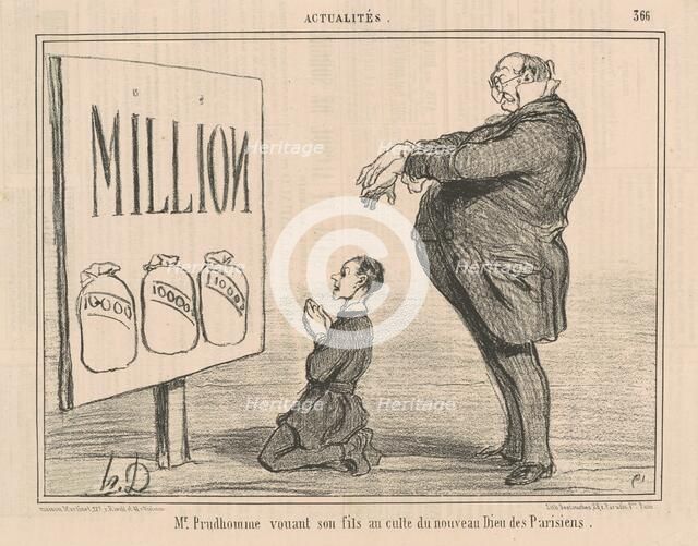 Mr. Prudhomme vouant son fils au ..., 19th century. Creator: Honore Daumier.