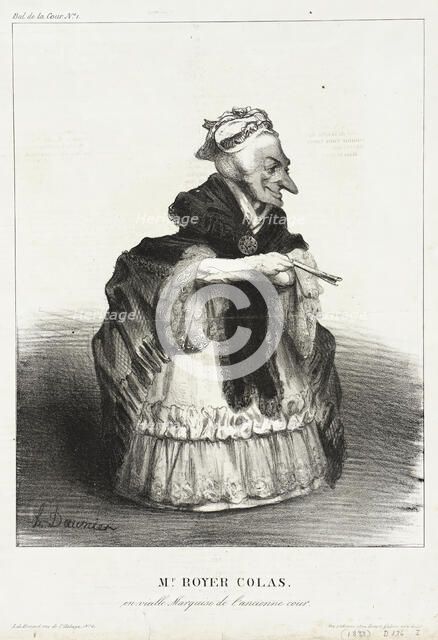 Mr. Royer Colas en vieille Marquise de l'ancienne cour, 1833.  Creator: Honore Daumier.