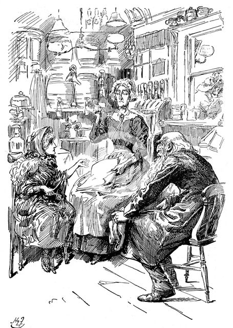 Mr Riah and Miss Wren at the Six Jolly Fellowship Porters, 1912. Artist: Harry Furniss