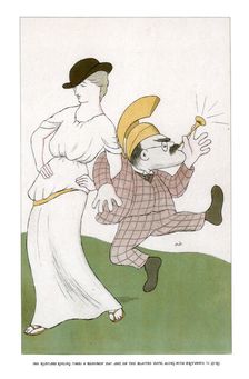 Mr Rudyard Kipling takes a bloomin day aht, on the blasted eath... 1904.Artist: Max Beerbohm