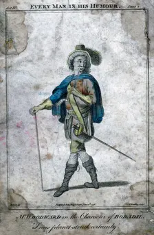 Mr Woodward in the character of Bobadil 1776.Artist: J Reading