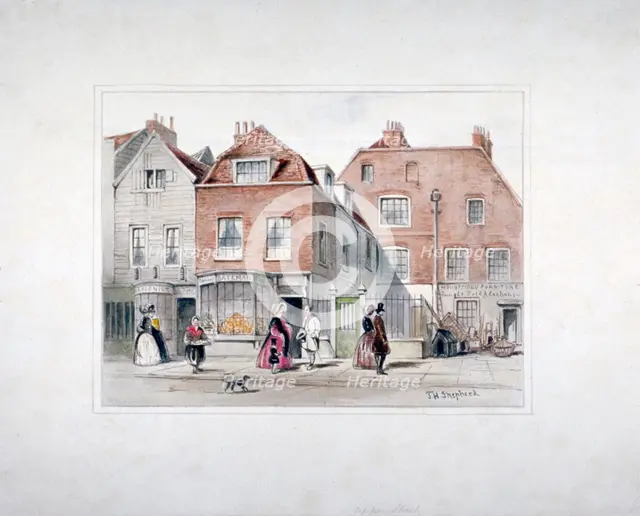 Mr Upcott's House and figures on Upper Street, Islington, London, c1835.             Artist: Thomas Hosmer Shepherd
