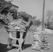 Mr. Venus Alsobrook, official salvage collector for the government wrapping..., Washington, DC, 1942 Creator: Gordon Parks