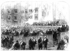 Mr. Young describing his search for Dr. Livingstone, meeting of the Royal Geographical Society, 1868 Creator: Unknown