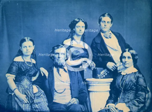 Mr. Zina Hitchcock Benjamin family, posed left to right: Cornelia, Zina Hitchcock...,c1890. Creator: Frances Benjamin Johnston.