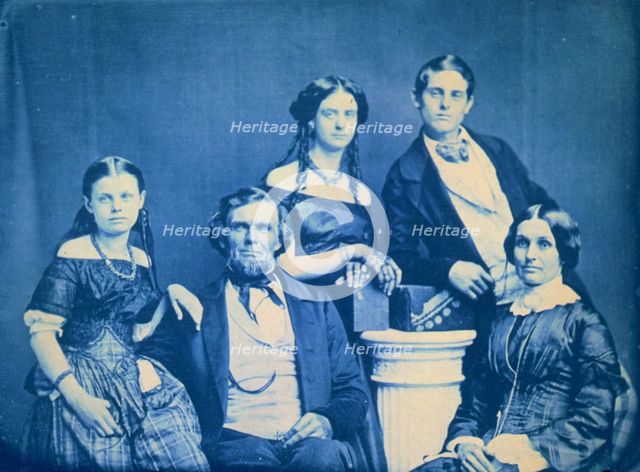 Mr. Zina Hitchcock Benjamin family, posed left to right: Cornelia, Zina Hitchcock...,c1890. Creator: Frances Benjamin Johnston.