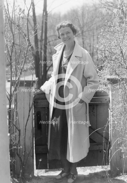 Mrs. Mary Benson standing outdoors, 1933. Creator: Arnold Genthe.