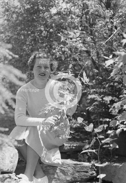 Mrs. Mary Benson seated outdoors, between 1933 and 1942. Creator: Arnold Genthe.