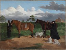 Mrs Adolphus Sceales with Black Jimmie on Merrang Station, 1856. Artist: Dowling, Robert Hawker (1827-1886)