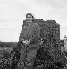 Mrs Arnold, age thirty two, does man's work on the rough..., Michigan Hill, Thurston County, 1939. Creator: Dorothea Lange