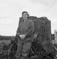 Mrs Arnold, age thirty two, does man's work on the rough..., Michigan Hill, Thurston County, 1939. Creator: Dorothea Lange