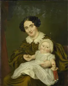 Mrs. Carp and her little boy, 1835-1843. Creator: Louis Moritz
