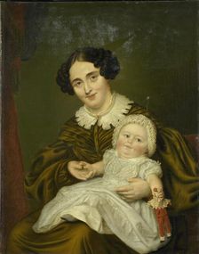 Mrs. Carp and her little boy, 1835-1843. Creator: Louis Moritz