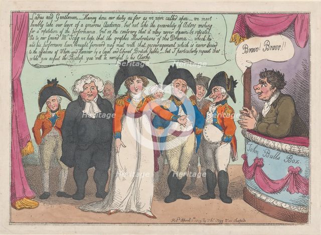 Mrs. Clarke's Farewell To Her Audience. Tailpiece, April 1, 1809., April 1, 1809. Creator: Thomas Rowlandson.