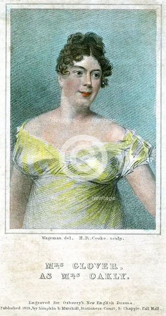 'Mrs Clover, as Mrs Oakly', 1818Artist: Thomas Charles Wageman