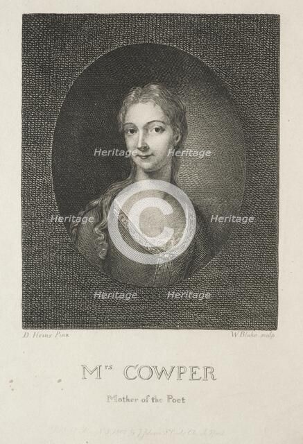 Mrs. Cowper, Mother of the Poet, 1802. Creator: William Blake (British, 1757-1827).