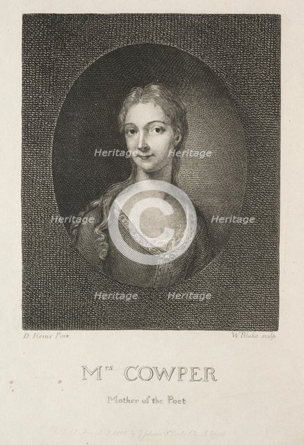 Mrs. Cowper, Mother of the Poet, 1802. Creator: William Blake (British, 1757-1827).