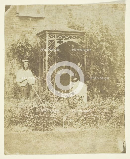 Mrs. Craik in Outdoor Garden, 1848/60. Creators: Unknown, Benjamin Mulock.