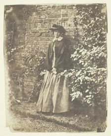 Mrs. Craik Leaning Against Wall and Bushes, 1848/60. Creators: Unknown, Benjamin Mulock