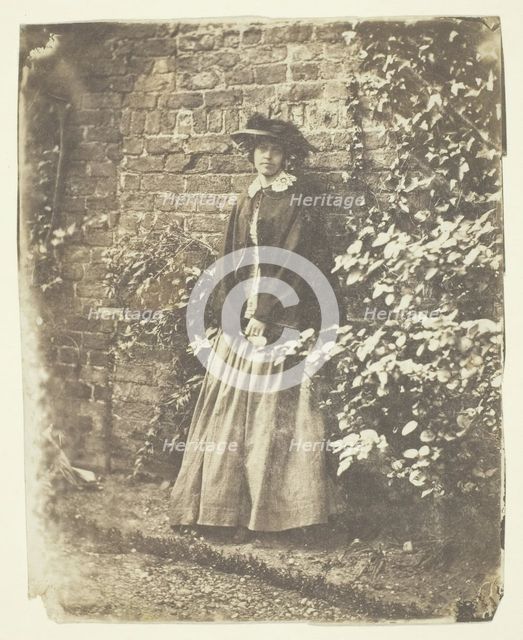 Mrs. Craik Leaning Against Wall and Bushes, 1848/60. Creators: Unknown, Benjamin Mulock.