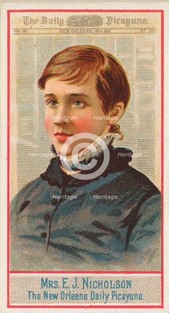 Mrs. E.J. Nicholson, The New Orleans Daily Picayune, from the American Editors series (N1)..., 1887. Creator: Allen & Ginter.