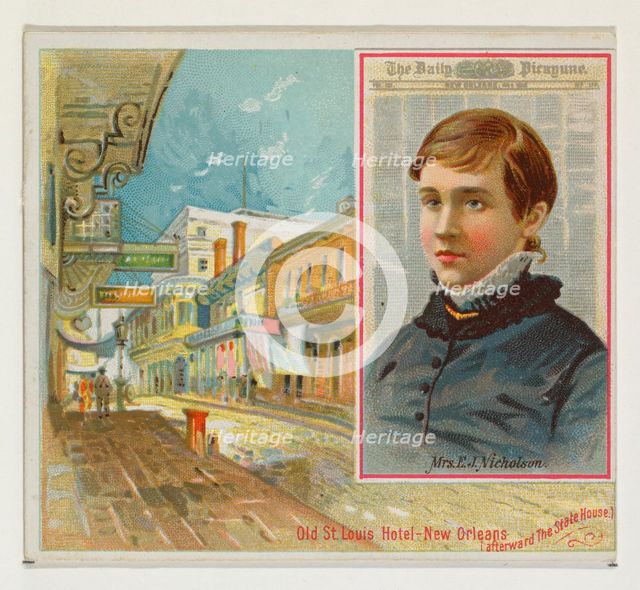Mrs. E. J. Nicholson, The New Orleans Daily Picayune, from the American Editors series (N3..., 1887. Creator: Allen & Ginter.