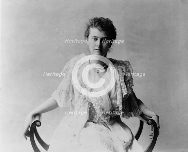 Mrs. Elizabeth Cameron, three-quarter length portrait, seated, facing front, between c1890 and c1910 Creator: Frances Benjamin Johnston.