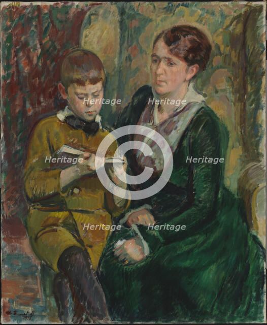 Mrs. Esther Cederhvarf with Her Son, 1916. Creator: Magnus Enckell.