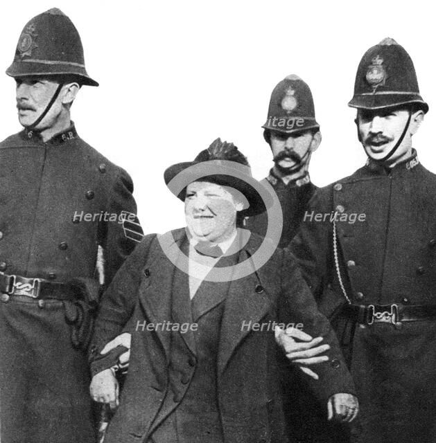 Mrs Flora Drummond, arrested in Hyde Park, London, 1914, (1935). Artist: Unknown