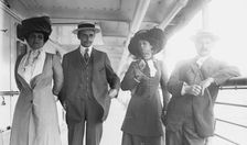 Mrs. G. Gould, Jay Gould, Marjorie Gould, and Geo. Gould, in boat deck, 1911. Creator: Bain News Service