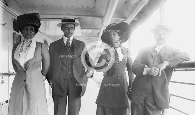 Mrs. G. Gould, Jay Gould, Marjorie Gould, and Geo. Gould, in boat deck, 1911. Creator: Bain News Service.