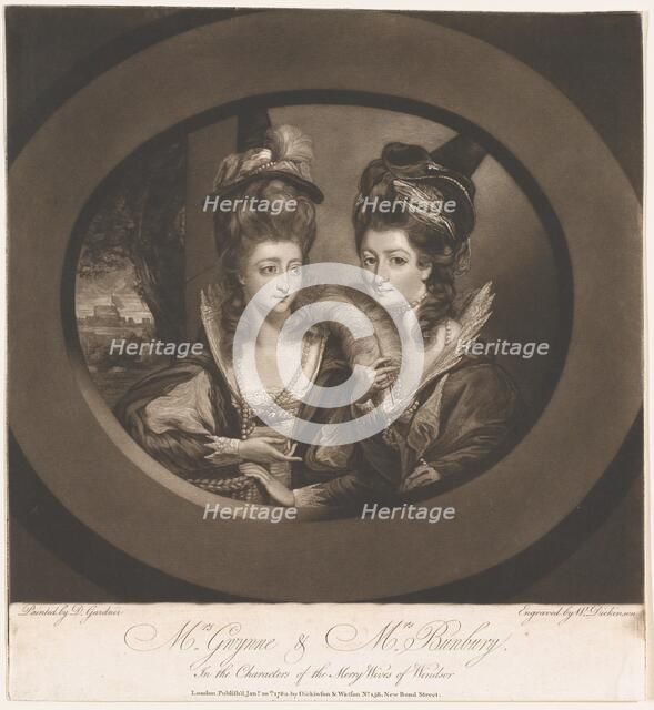 Mrs. Gwyn & Mrs. Bunbury in the Characters of The Merry Wives of Windsor, 1780.. Creator: William Dickinson.