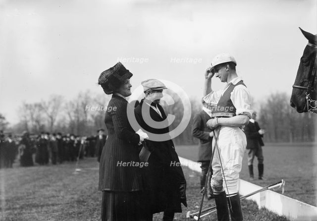 Mrs. Geo. Gould & Buckmaster on polo field, 1911. Creator: Bain News Service.