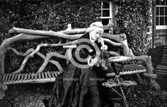 Mrs. Gladstone in the garden of Blackcraig Castle, Blairgowrie, September 1893, (1898). Creator: Valentine & Sons.