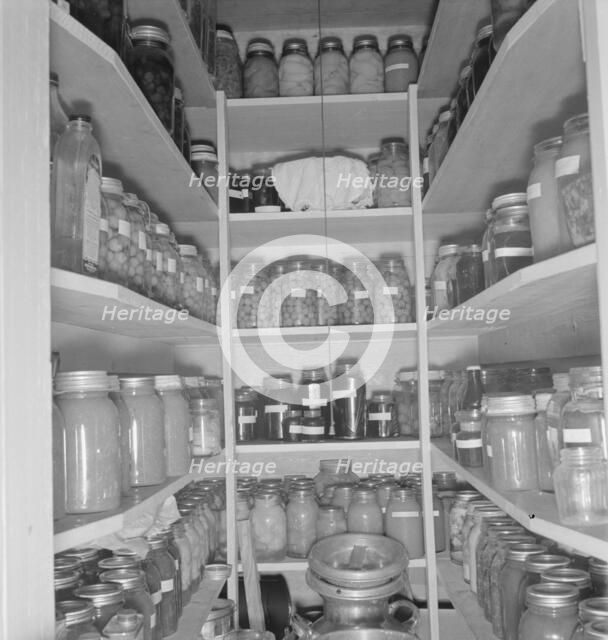 Mrs. Granger's storeroom, Yamhill farms, Yamhill County, Williamette Valley, Oregon, 1939. Creator: Dorothea Lange.