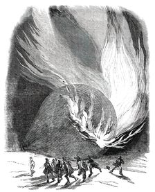 Mrs. Graham's Balloon on Fire, 1850. Creator: Unknown