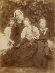 Mrs. Herbert Duckworth with Florence Fisher, George Duckworth, and Herbert Fisher, August 1872. Creator: Julia Margaret Cameron
