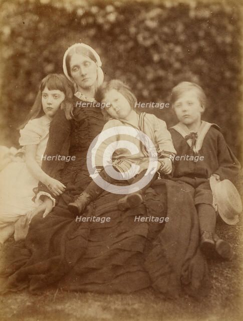 Mrs. Herbert Duckworth with Florence Fisher, George Duckworth, and Herbert Fisher, August 1872. Creator: Julia Margaret Cameron.