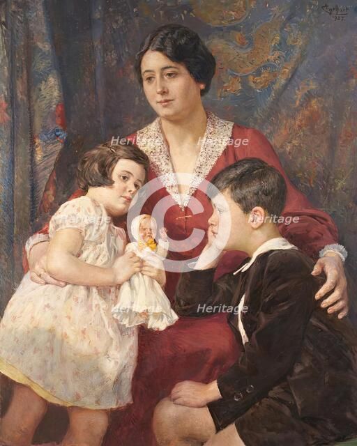 Mrs. Hirsch with her children, 1927. Creator: Josef Engelhart.